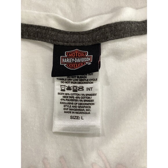 Harley Davidson T-Shirt Women's Size L Color White Motorcycle V-Neck Sequined - Picture 4 of 7